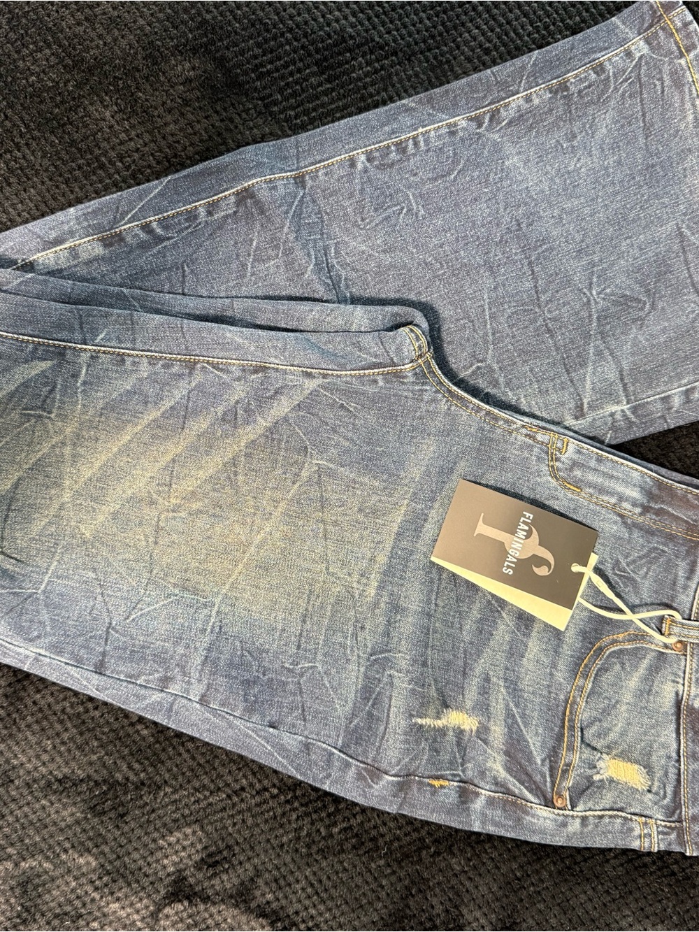 FlamnRils Men's Slim-Straight Jeans in Light Blue Wash